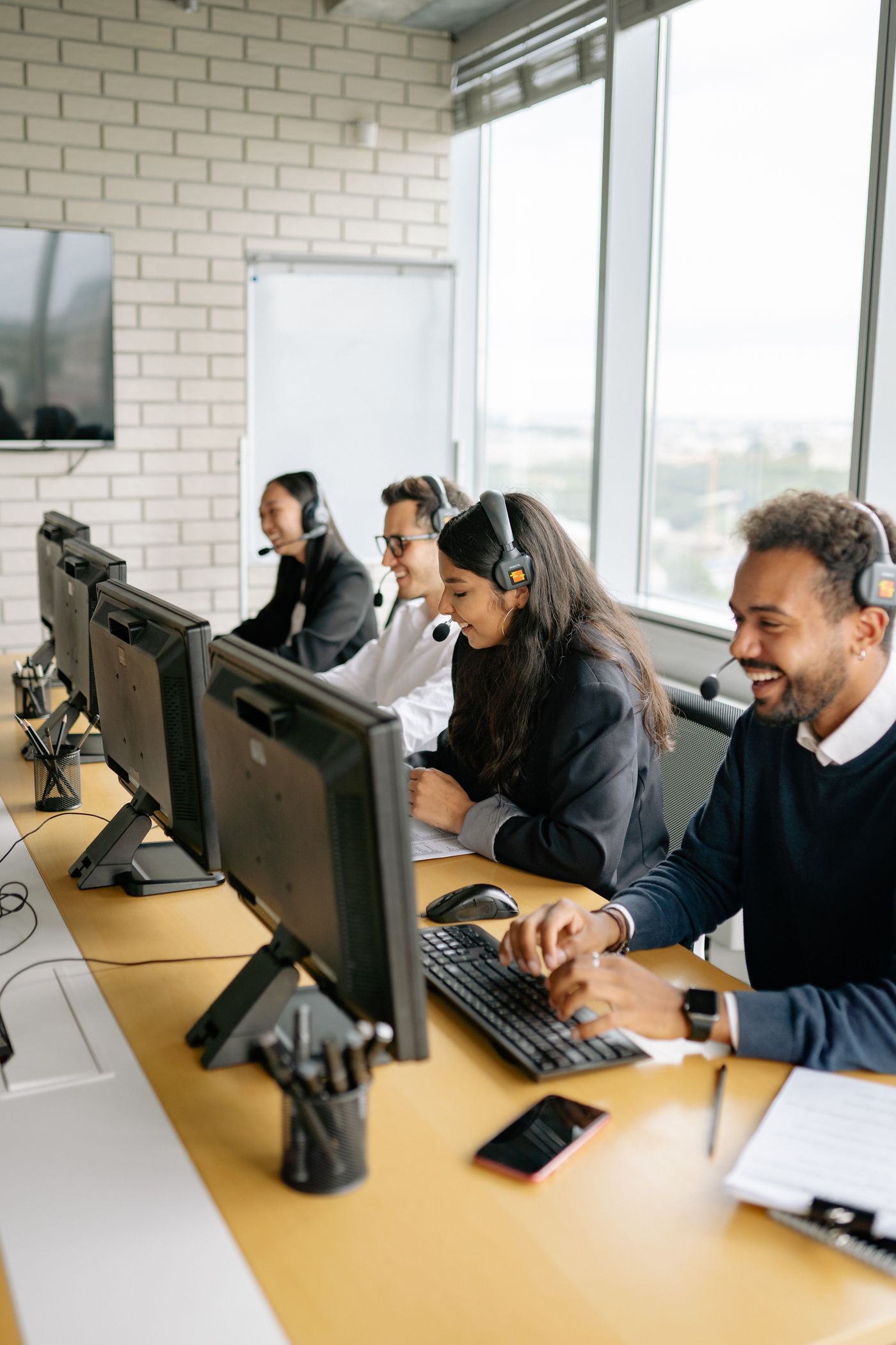 Call center team working across customer channels